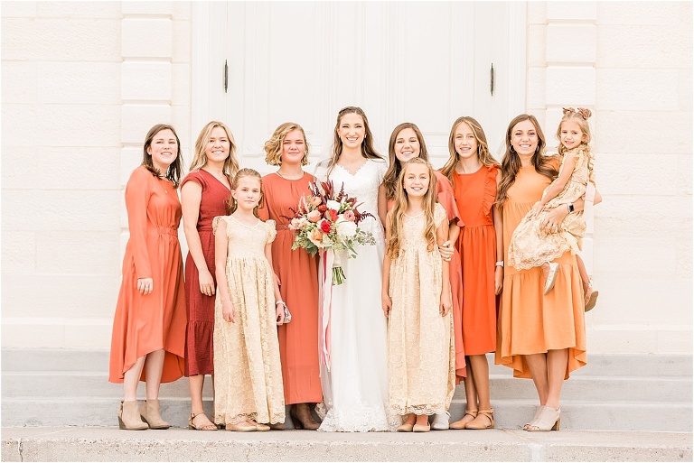 Shades of Orange Bridesmaids Dresses - Fall Color Bridesmaid Dresses - Ashley DeHart Photography