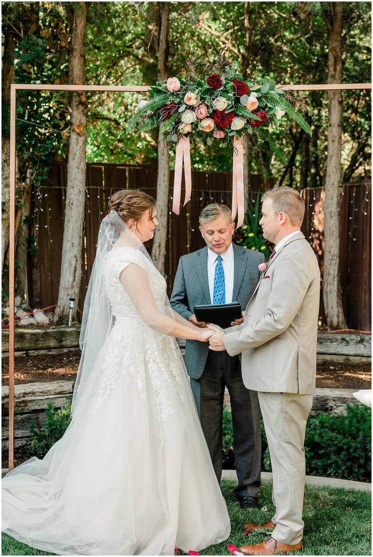 burgundy and rose gold backyard wedding, utah wedding photographer